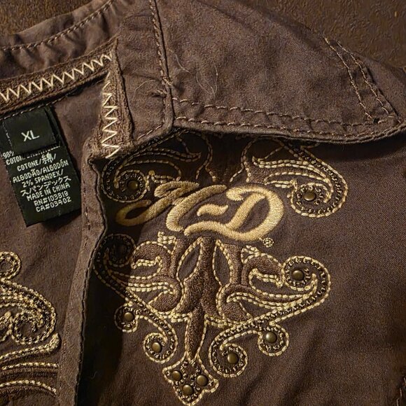 HARLEY DAVIDSON Women's Vest Top XL brown Embroidered Logo sleeveless zippered - Picture 4 of 8